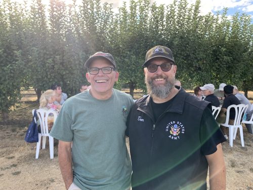 Ron White (VetRest) with Thomas Hrabal - 2026 Pear Harvest at Hrabal Victory Garden