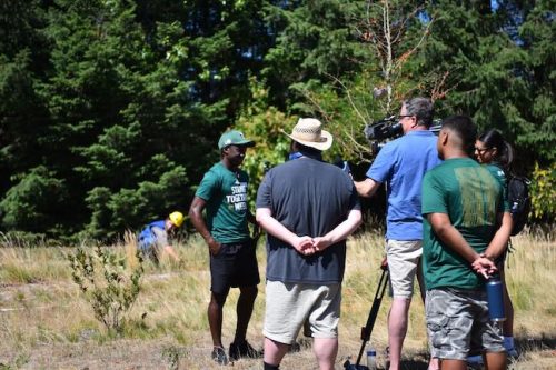 Stand Together Day work party with the Timbers, Friends of Trees, Youth Corps, and VetREST at Bybee Lakes Victory Garden, July 2025