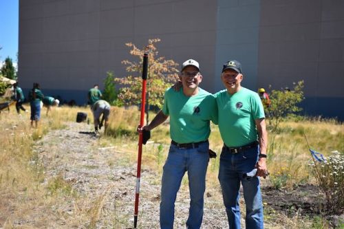 Stand Together Day work party with the Timbers, Friends of Trees, Youth Corps, and VetREST at Bybee Lakes Victory Garden, July 2025